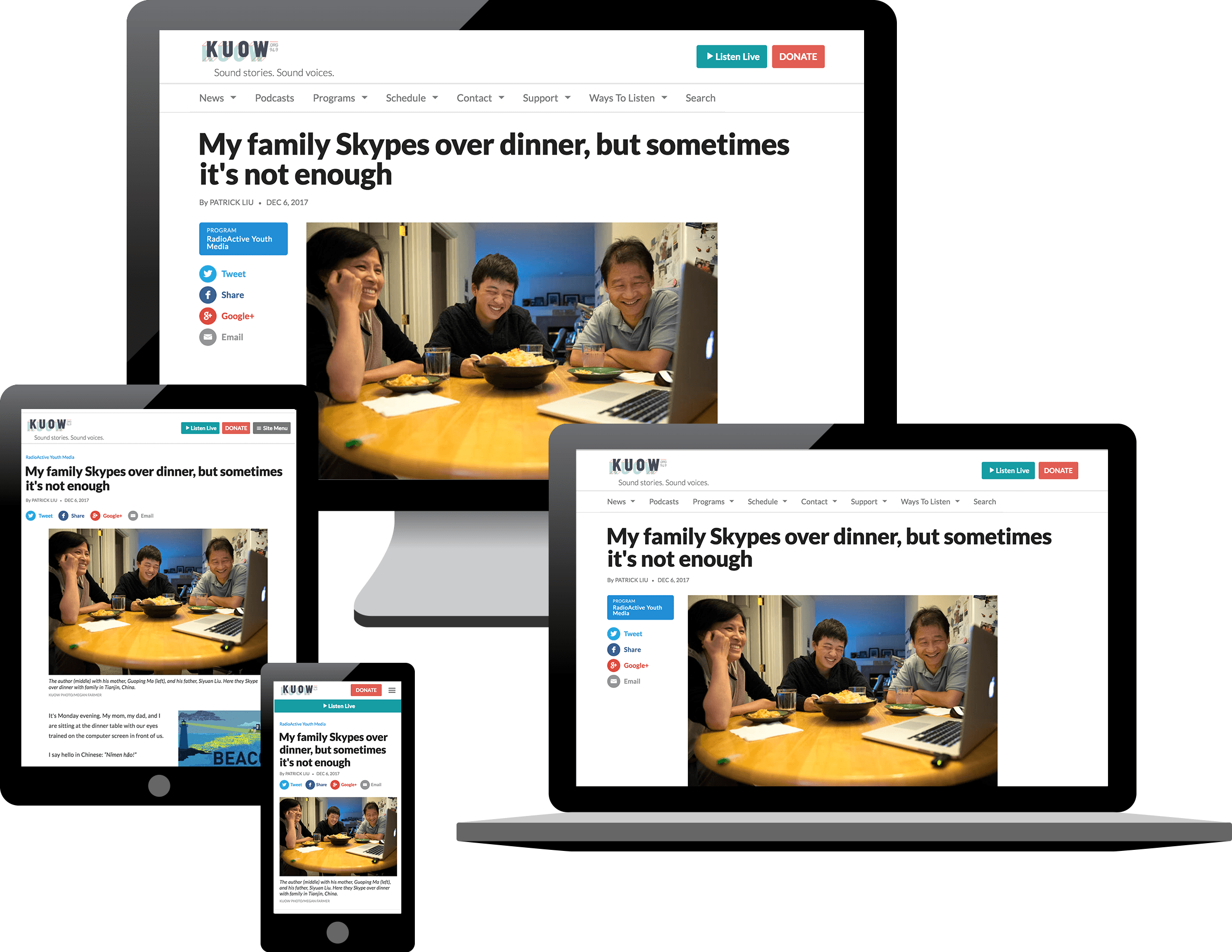 news website on screens